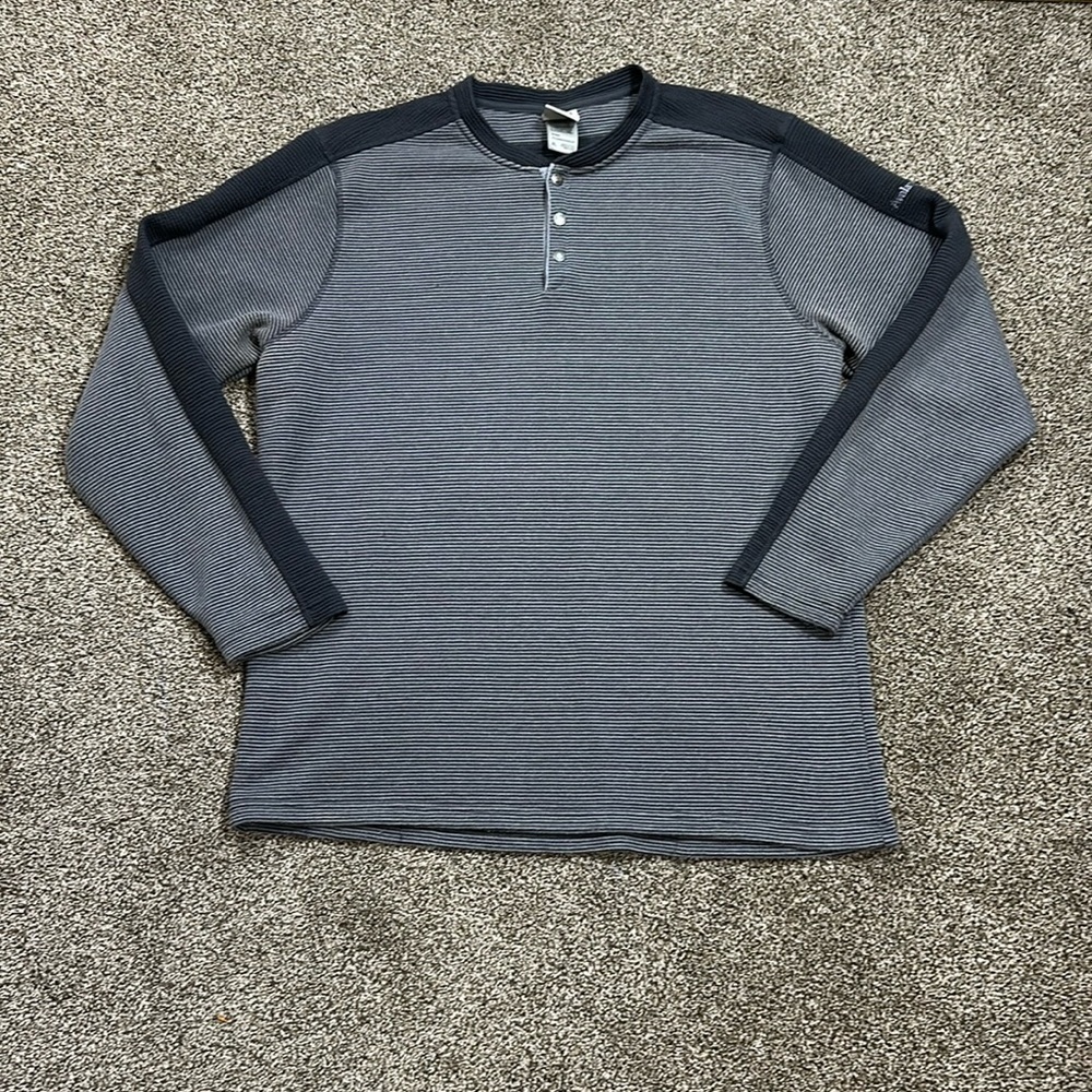 Avalanche men’s pullover Henley XL striped snap collar long sleeve super soft